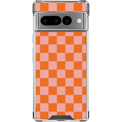 Orange Checkered Google Pixel 7 Pro Clear Case
